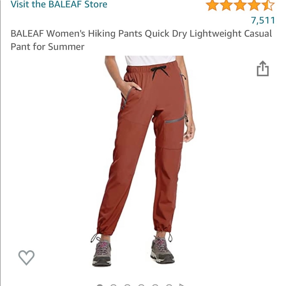 NWOT, BALEAF Quick-dry Lightweight Hiking Pants in Brick Red